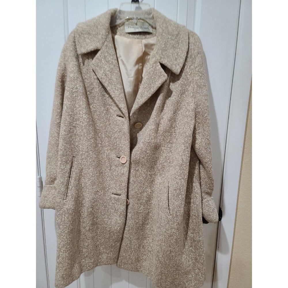 Coat VTG 1960s Betty Rose Green Wool Tweed Button Overcoat Long Womens Size xl